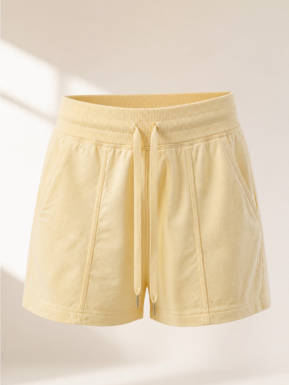 lululemon athletica Pale Yellow Drawstring Athletic Shorts